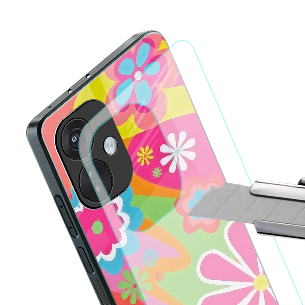 nostalgic wildflower y2k back phone cover | glass case for oneplus nord ce 3