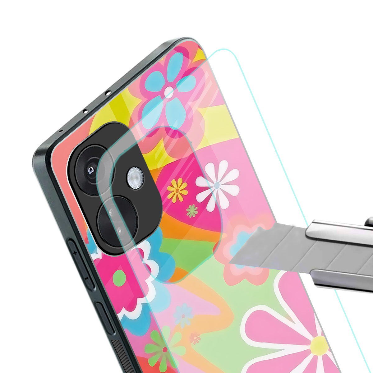 nostalgic wildflower y2k back phone cover | glass case for oneplus nord ce 3