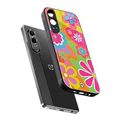 nostalgic wildflower y2k back phone cover | glass case for oneplus nord ce 4 lite
