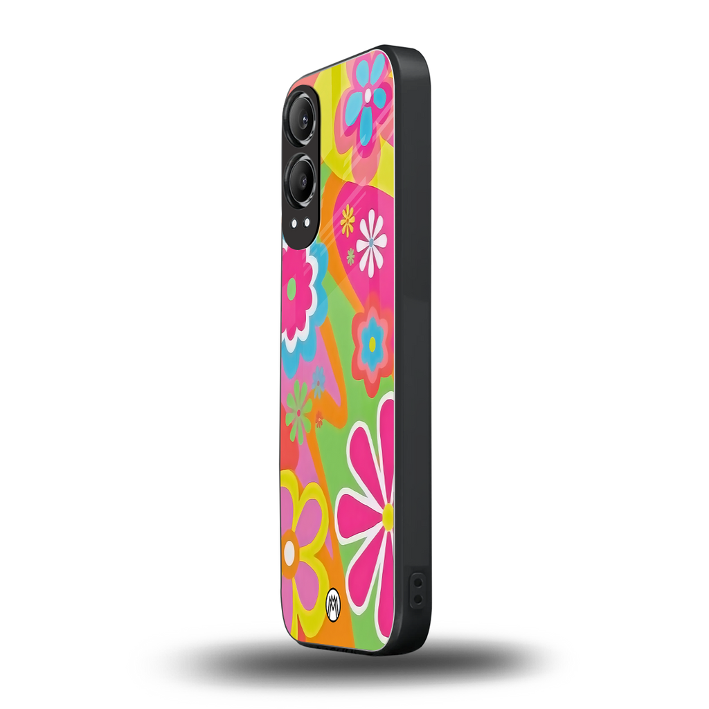 nostalgic wildflower y2k back phone cover | glass case for oneplus nord ce 4 lite
