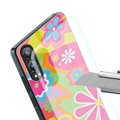 nostalgic wildflower y2k back phone cover | glass case for oneplus nord ce 4 lite
