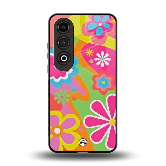 nostalgic wildflower y2k back phone cover | glass case for oneplus nord ce 4