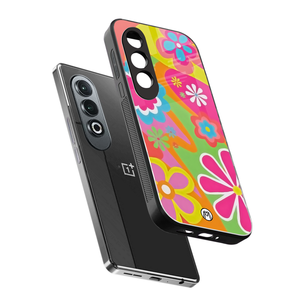 nostalgic wildflower y2k back phone cover | glass case for oneplus nord ce 4