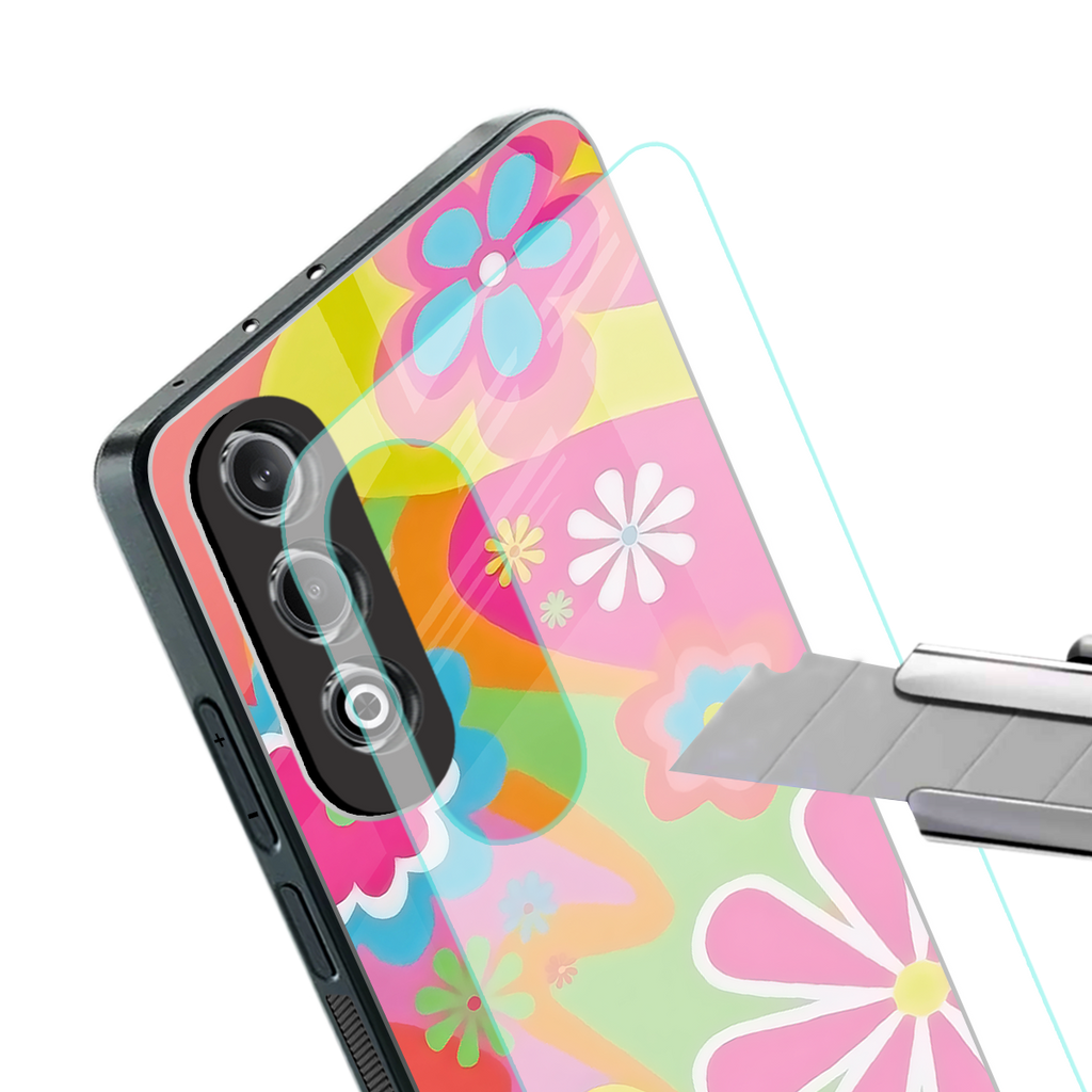 nostalgic wildflower y2k back phone cover | glass case for oneplus nord ce 4