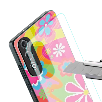 nostalgic wildflower y2k back phone cover | glass case for oneplus nord ce 4