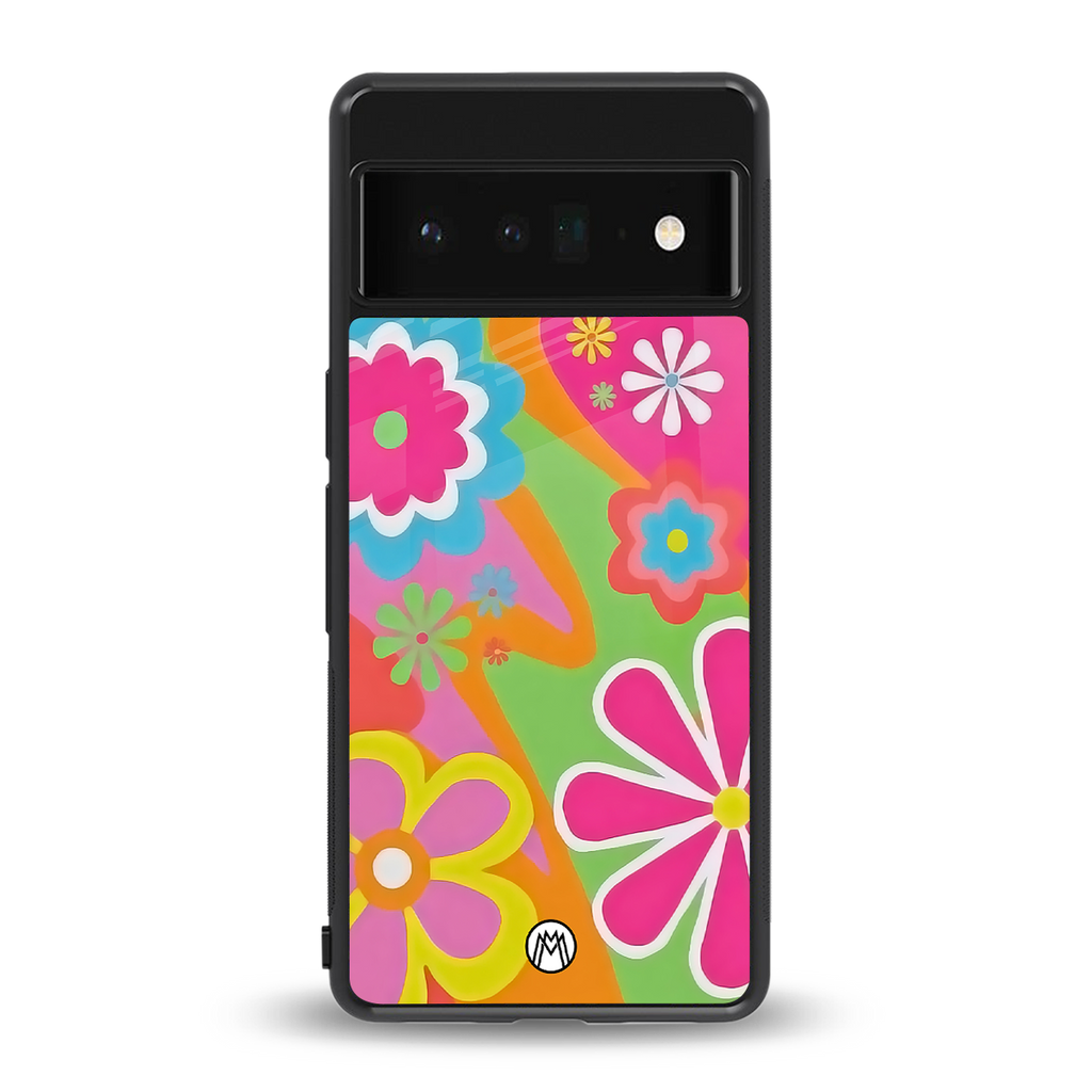 nostalgic wildflower y2k back phone cover | glass case for google pixel 6 pro