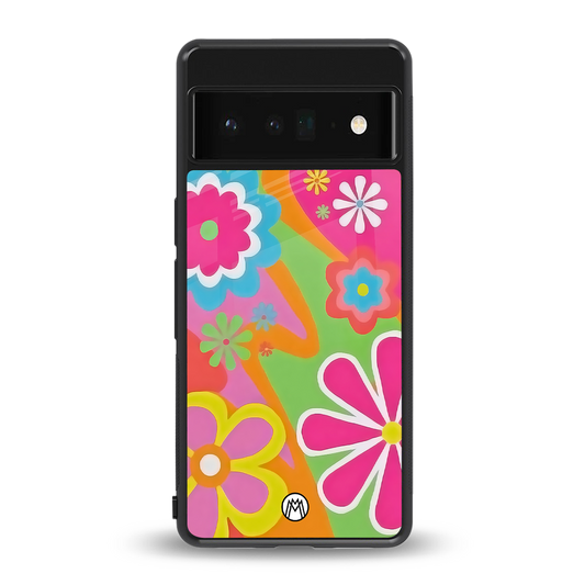 nostalgic wildflower y2k back phone cover | glass case for google pixel 6 pro