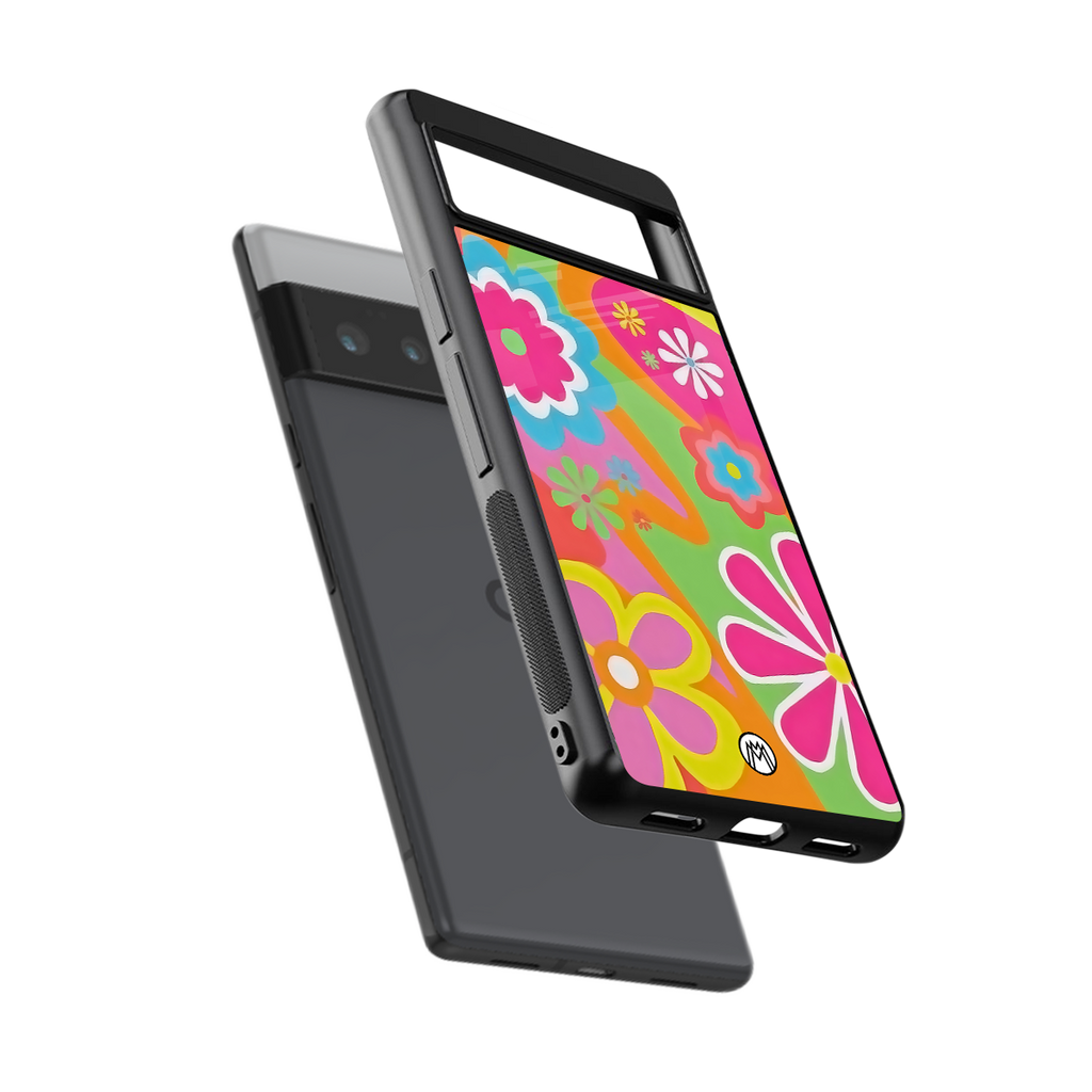 nostalgic wildflower y2k back phone cover | glass case for google pixel 6 pro