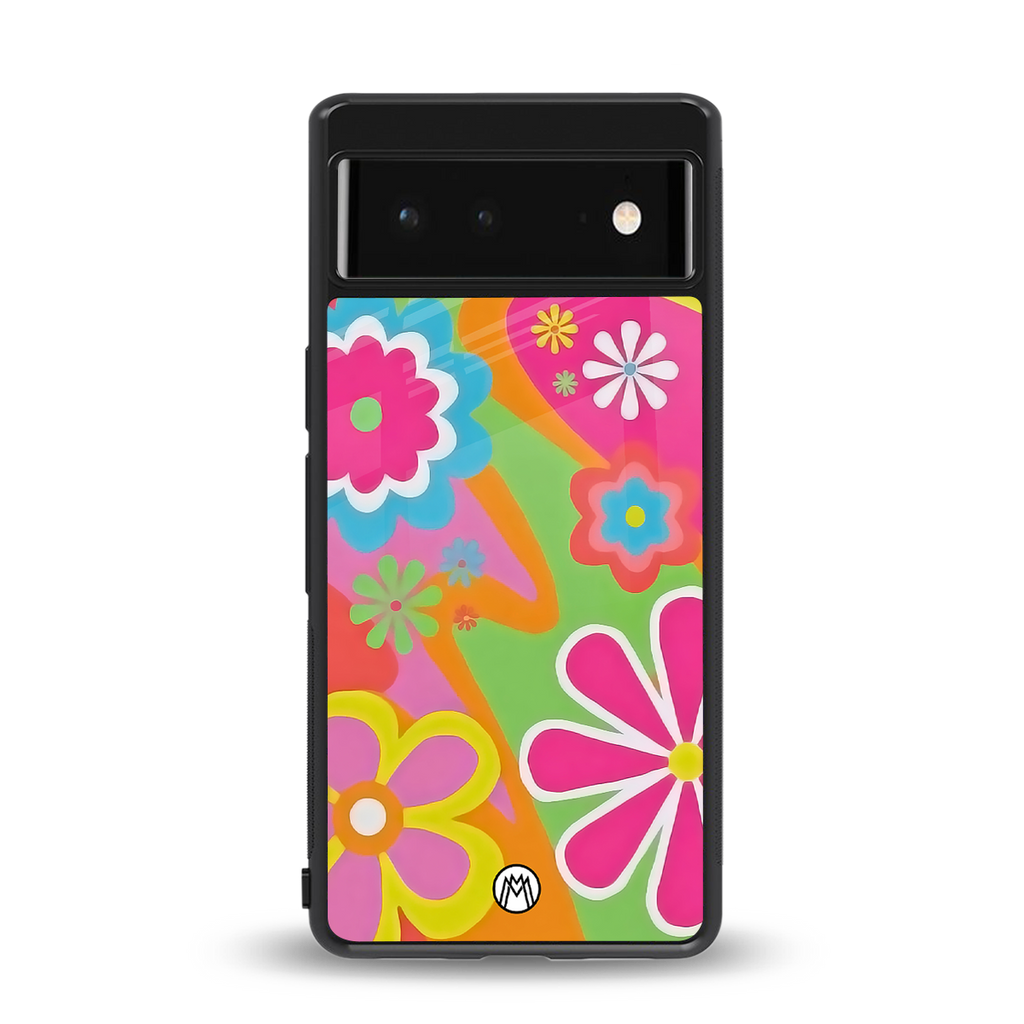 nostalgic wildflower y2k back phone cover | glass case for google pixel 6