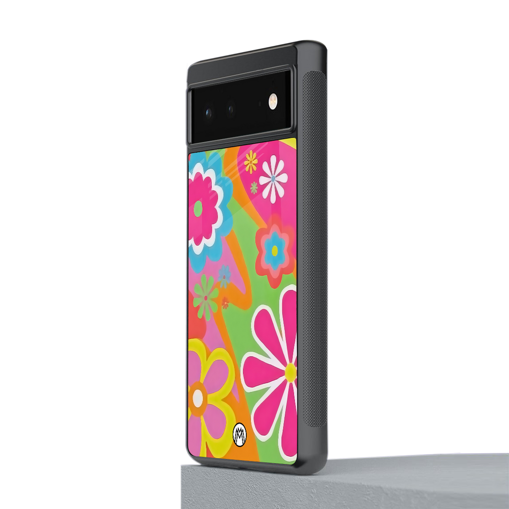 nostalgic wildflower y2k back phone cover | glass case for google pixel 6