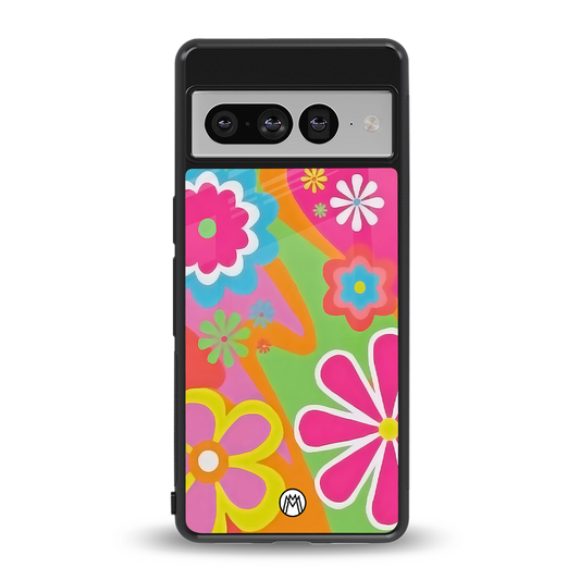 nostalgic wildflower y2k back phone cover | glass case for google pixel 7 pro
