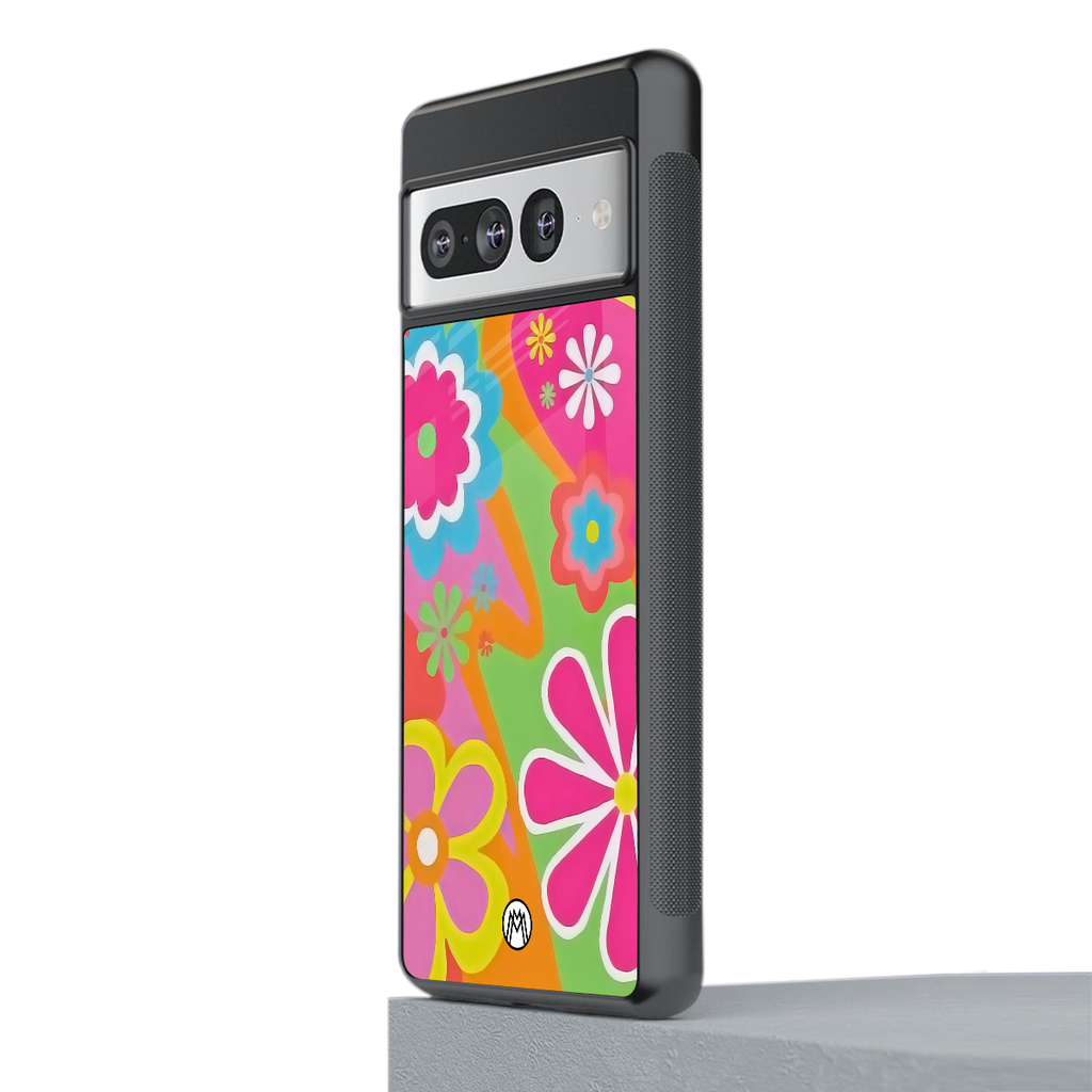 nostalgic wildflower y2k back phone cover | glass case for google pixel 7 pro