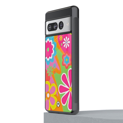 nostalgic wildflower y2k back phone cover | glass case for google pixel 7 pro