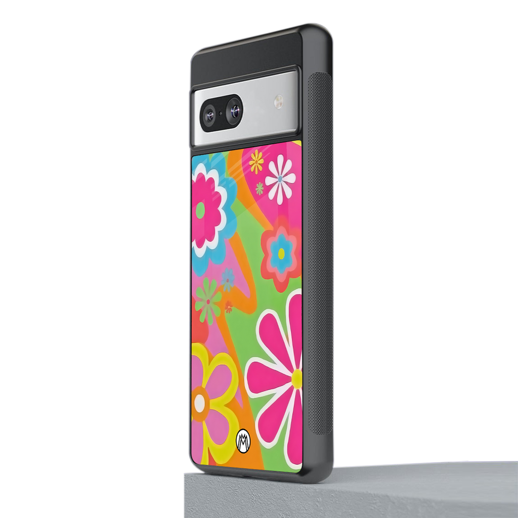 nostalgic wildflower y2k back phone cover | glass case for Google Pixel 7