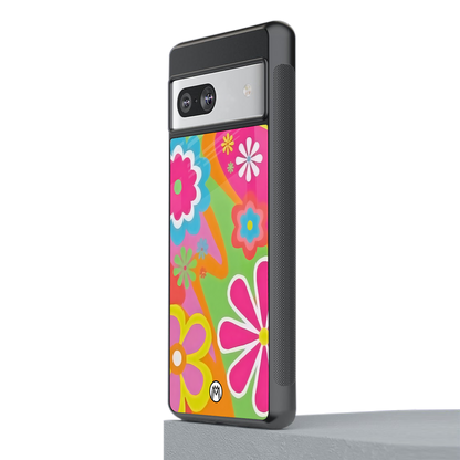 nostalgic wildflower y2k back phone cover | glass case for Google Pixel 7