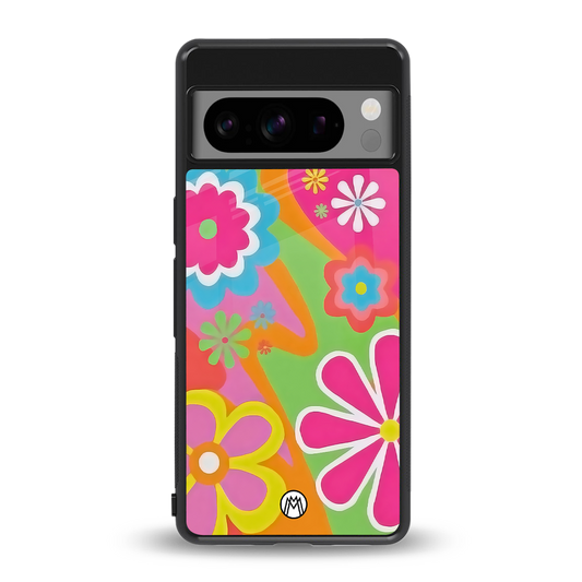 nostalgic wildflower y2k back phone cover | glass case for google pixel 8 pro