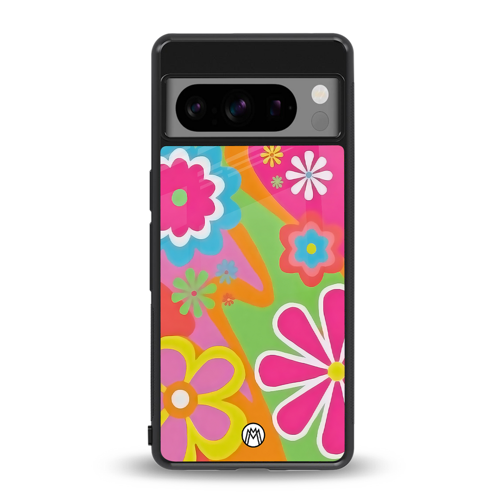 nostalgic wildflower y2k back phone cover | glass case for google pixel 8 pro