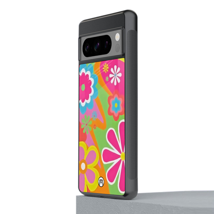 nostalgic wildflower y2k back phone cover | glass case for google pixel 8 pro