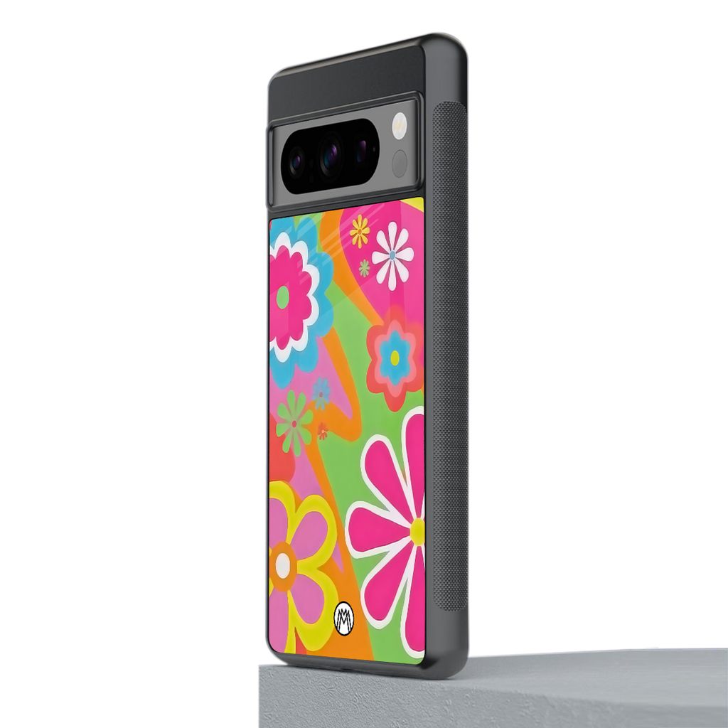 nostalgic wildflower y2k back phone cover | glass case for google pixel 8 pro
