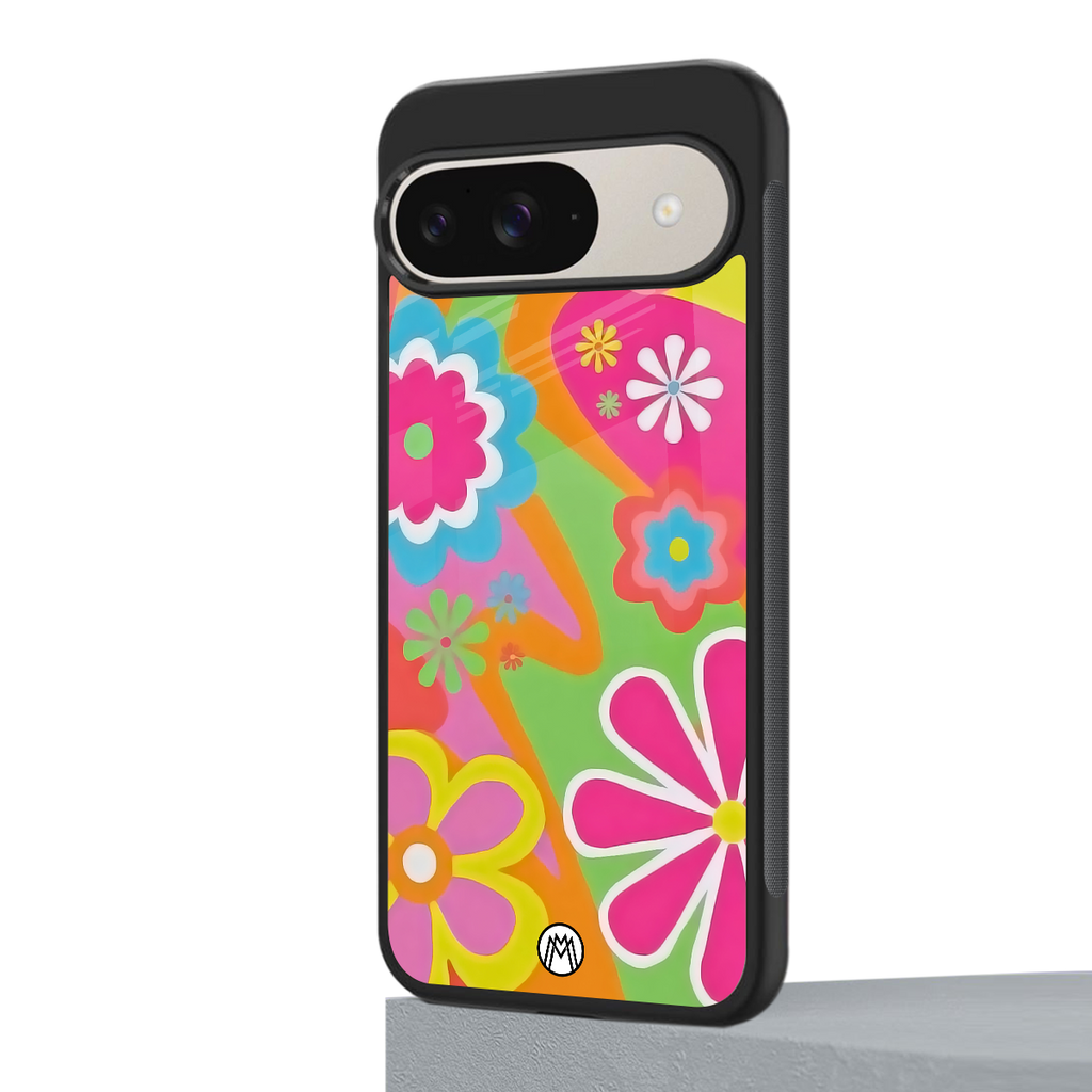 nostalgic wildflower y2k back phone cover | glass case for google pixel 9