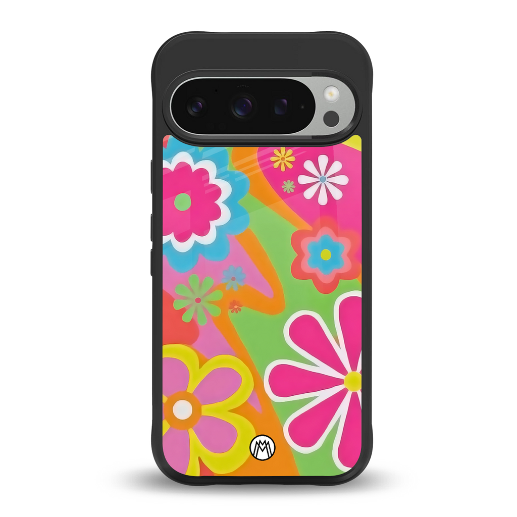 nostalgic wildflower y2k back phone cover | glass case for google pixel 9 pro