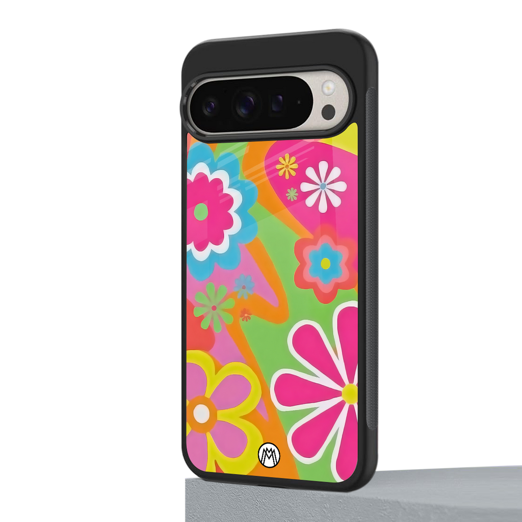 nostalgic wildflower y2k back phone cover | glass case for google pixel 9 pro