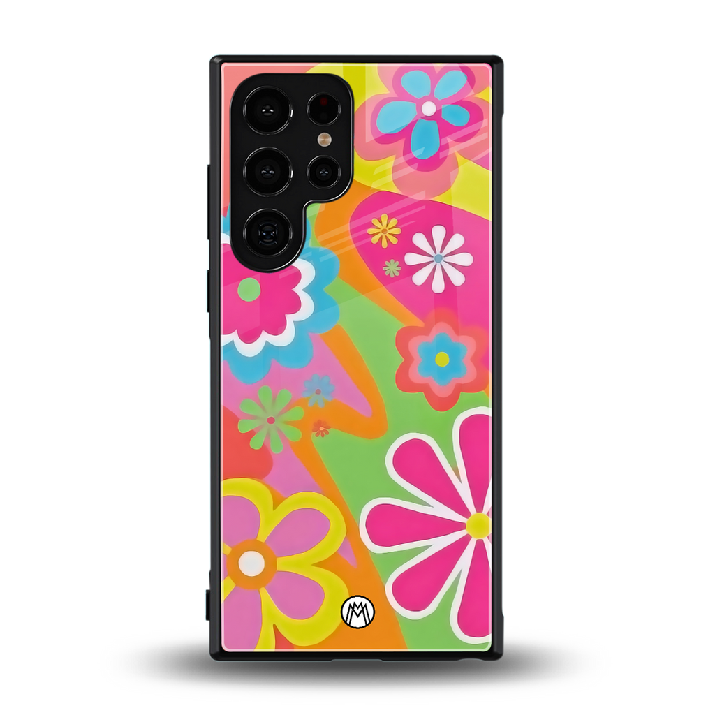 nostalgic wildflower y2k back phone cover | glass case for samsung galaxy s23 ultra