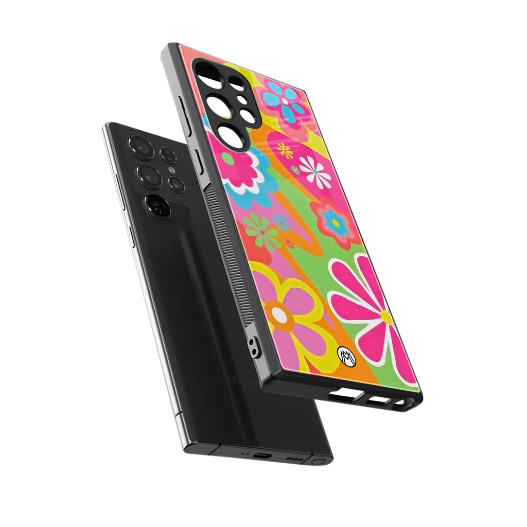 nostalgic wildflower y2k back phone cover | glass case for samsung galaxy s23 ultra