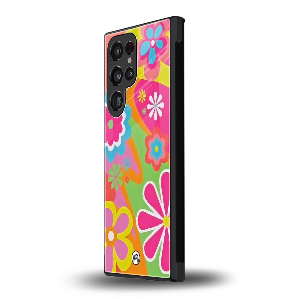 nostalgic wildflower y2k back phone cover | glass case for samsung galaxy s23 ultra
