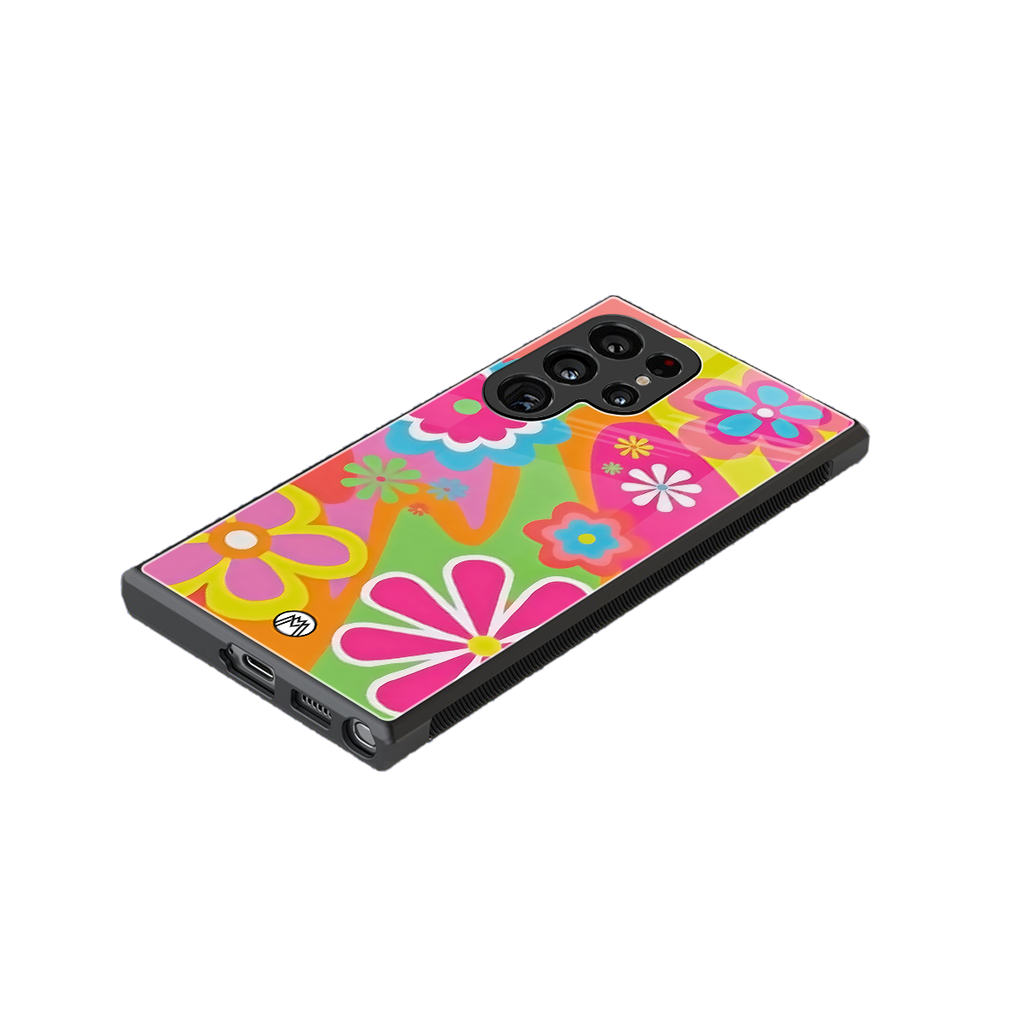 nostalgic wildflower y2k back phone cover | glass case for samsung galaxy s23 ultra