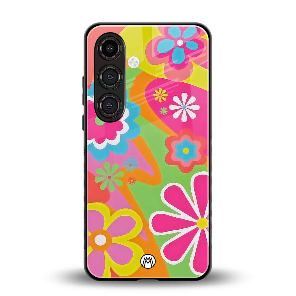 nostalgic wildflower y2k back phone cover | glass case for samsung galaxy s24 plus