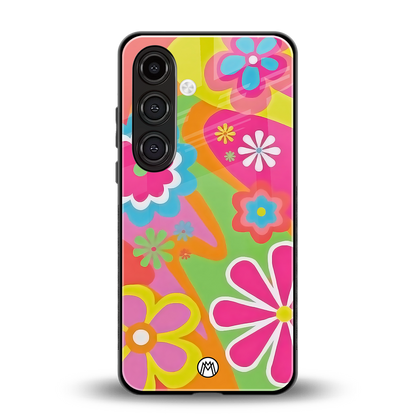 nostalgic wildflower y2k back phone cover | glass case for samsung galaxy s24 plus