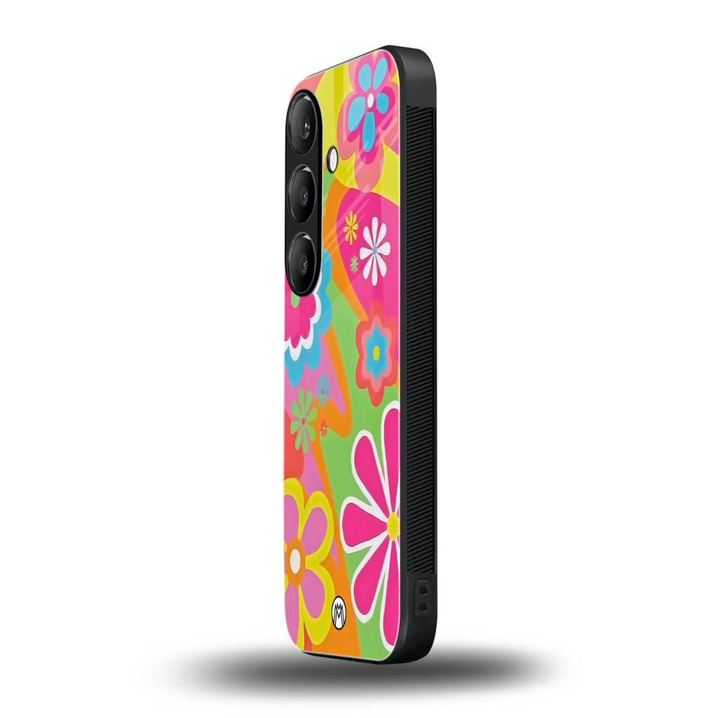 nostalgic wildflower y2k back phone cover | glass case for samsung galaxy s24