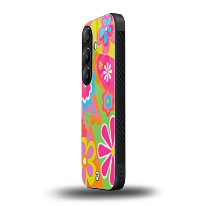 nostalgic wildflower y2k back phone cover | glass case for samsung galaxy s24 fe