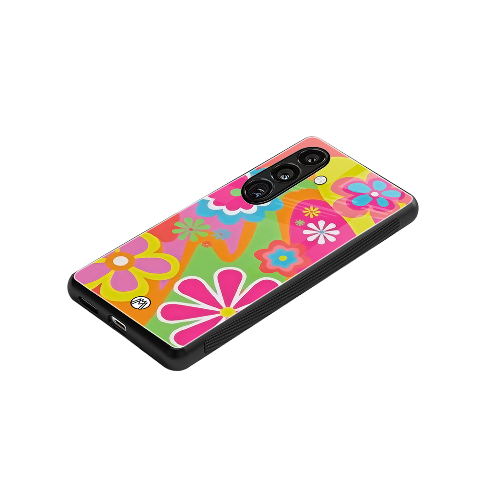 nostalgic wildflower y2k back phone cover | glass case for samsung galaxy s25 plus