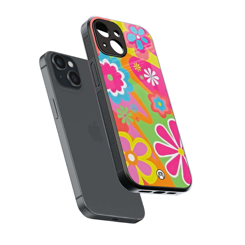 nostalgic wildflower y2k back phone cover | glass case for iphone 15