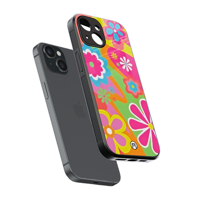 nostalgic wildflower y2k back phone cover | glass case for iphone 14