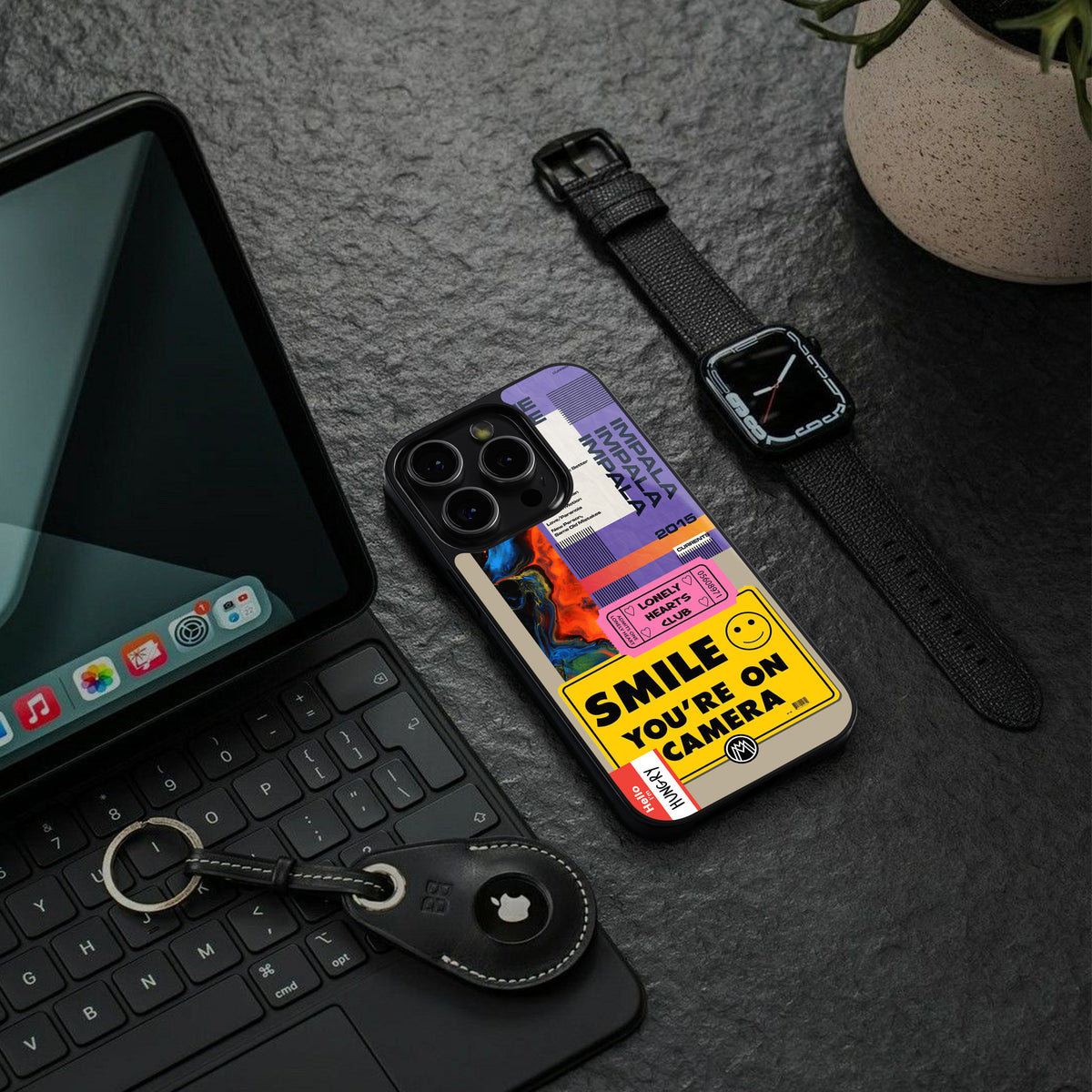 nostalgic stickers back phone cover | glass case for iphone 15 pro