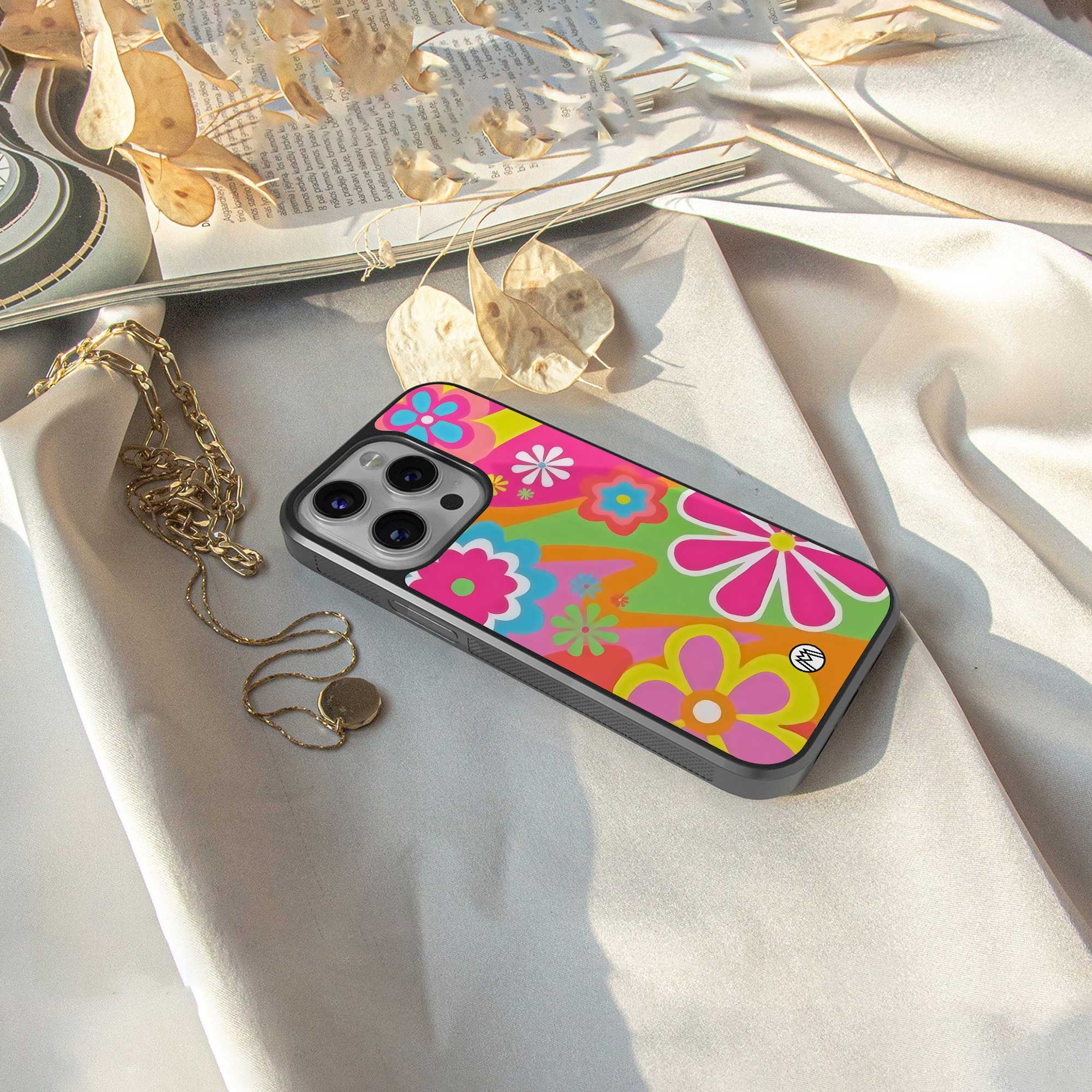 nostalgic wildflower y2k back phone cover | glass case for iphone 14 pro max