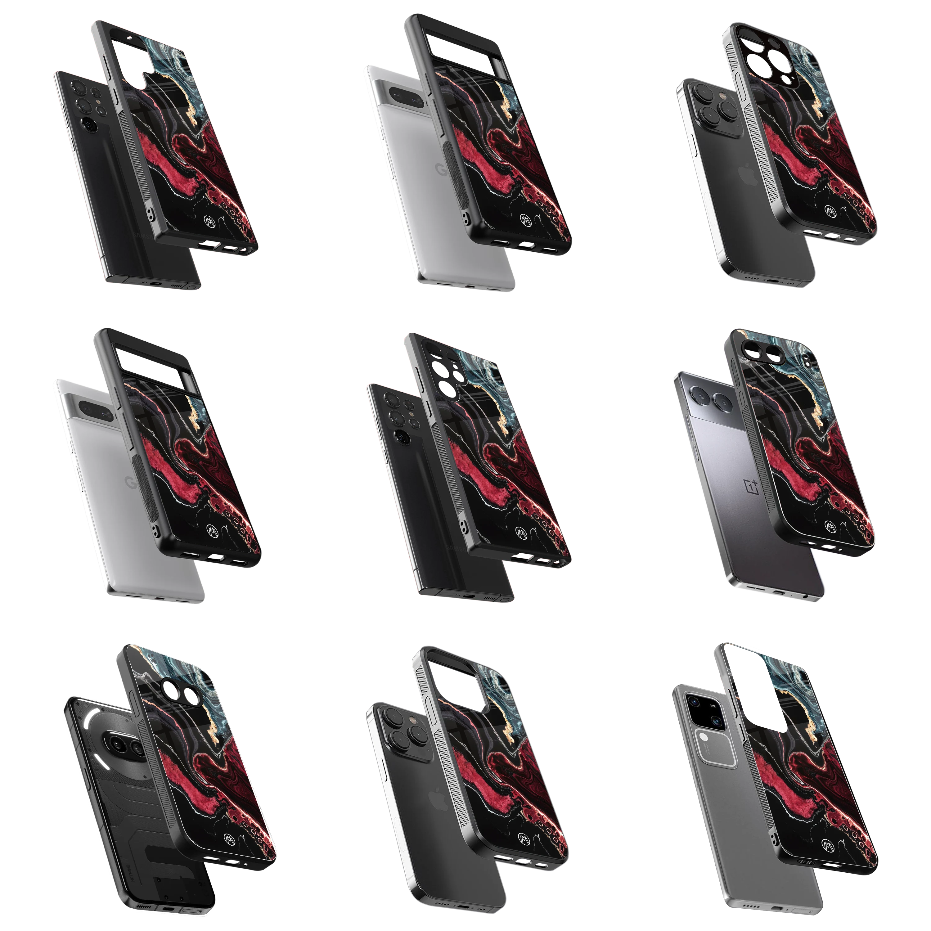 Durable Glass Back Mobile Case for iPhone, Samsung, OnePlus, Google Pixel, Redmi, Vivo, Oppo