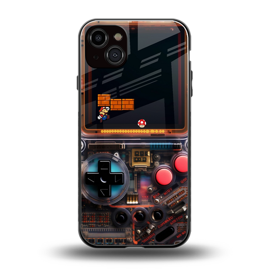 og gameboy back phone cover | glass case for iphone 15 plus