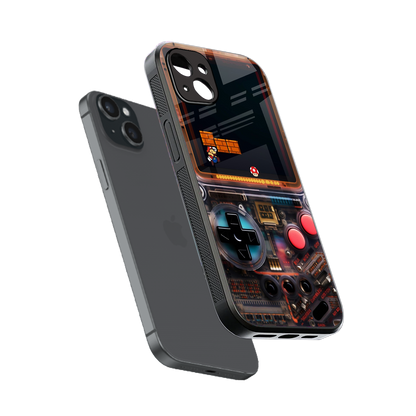 og gameboy back phone cover | glass case for iphone 15 plus