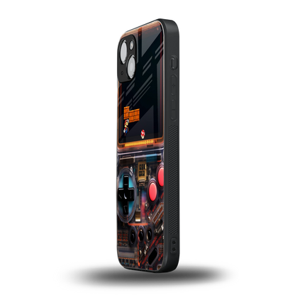 og gameboy back phone cover | glass case for iphone 15 plus