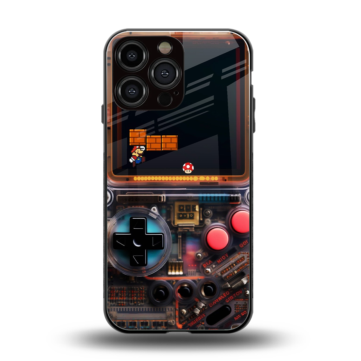 og gameboy back phone cover | glass case for iphone 15 pro max