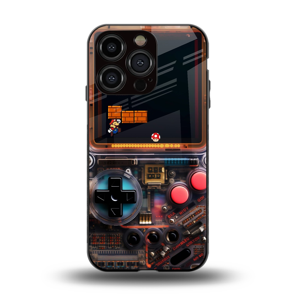 og gameboy back phone cover | glass case for iphone 15 pro