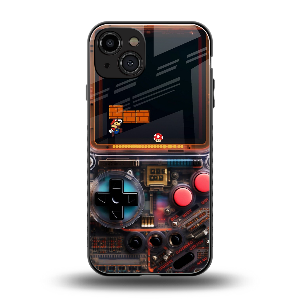 og gameboy back phone cover | glass case for iphone 15