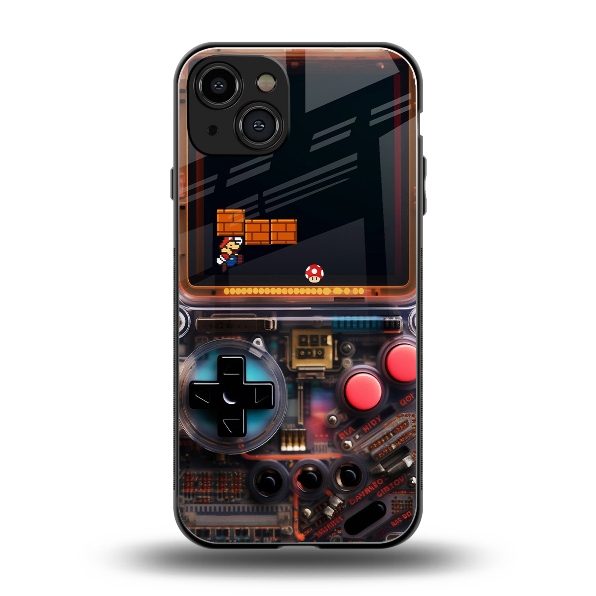 og gameboy back phone cover | glass case for iphone 15