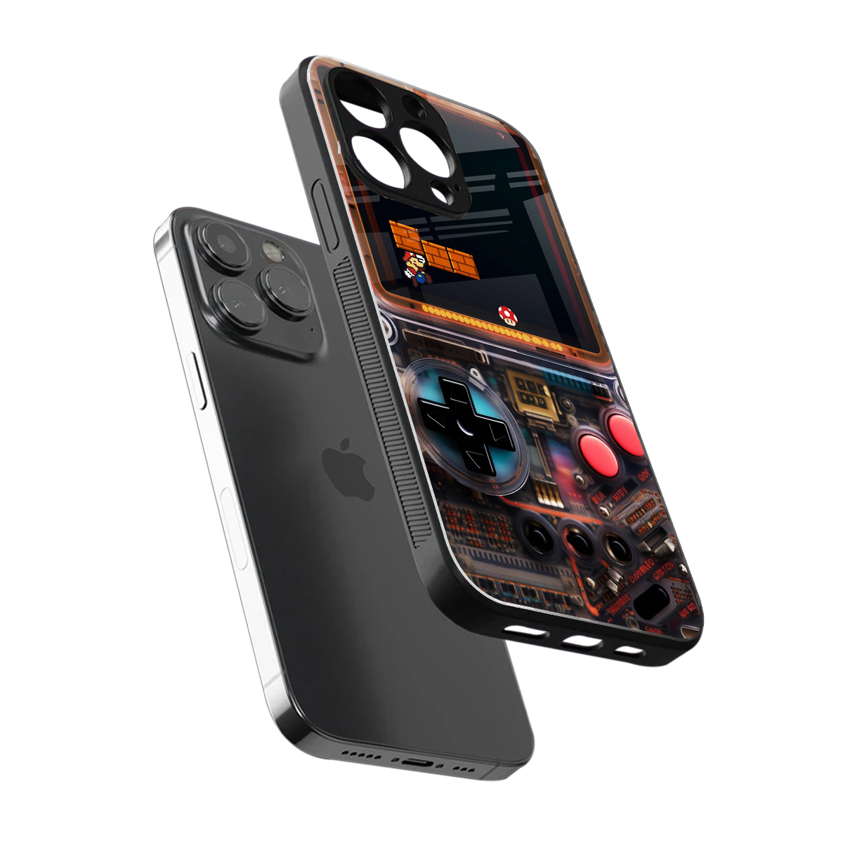 og gameboy back phone cover | glass case for iphone 15 pro