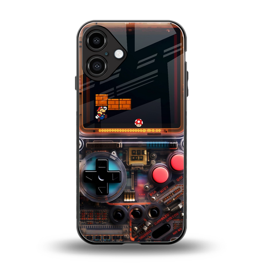 og gameboy back phone cover | glass case for iphone 16 plus