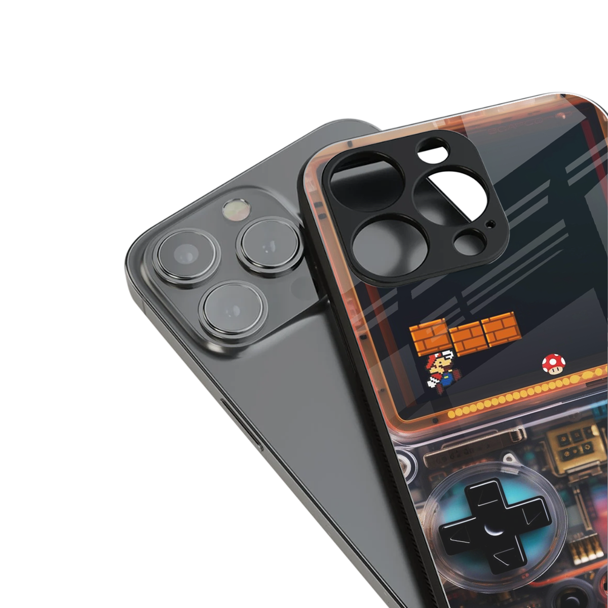 og gameboy back phone cover | glass case for iphone 15 pro